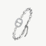 Silver Pave Mariner Chain Bracelet – Rhodium-Plated | MaiaMina