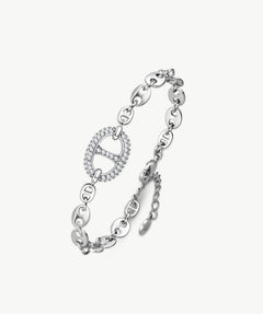 Silver Pave Mariner Chain Bracelet – Rhodium-Plated | MaiaMina