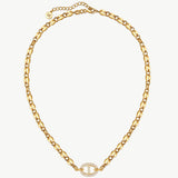 Gold Mariner Chain Necklace with Pavé Link – 18ct Gold Plated Jewelry | MaiaMina