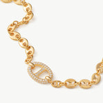 Gold Mariner Chain Necklace with Pavé Link – 18ct Gold Plated Jewelry | MaiaMina