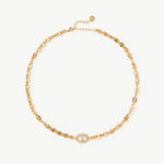 Gold Mariner Chain Necklace with Pavé Link – 18ct Gold Plated Jewelry | MaiaMina