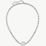 Pavé Mariner Chain Necklace in Silver | Classic Collection – MaiaMina
