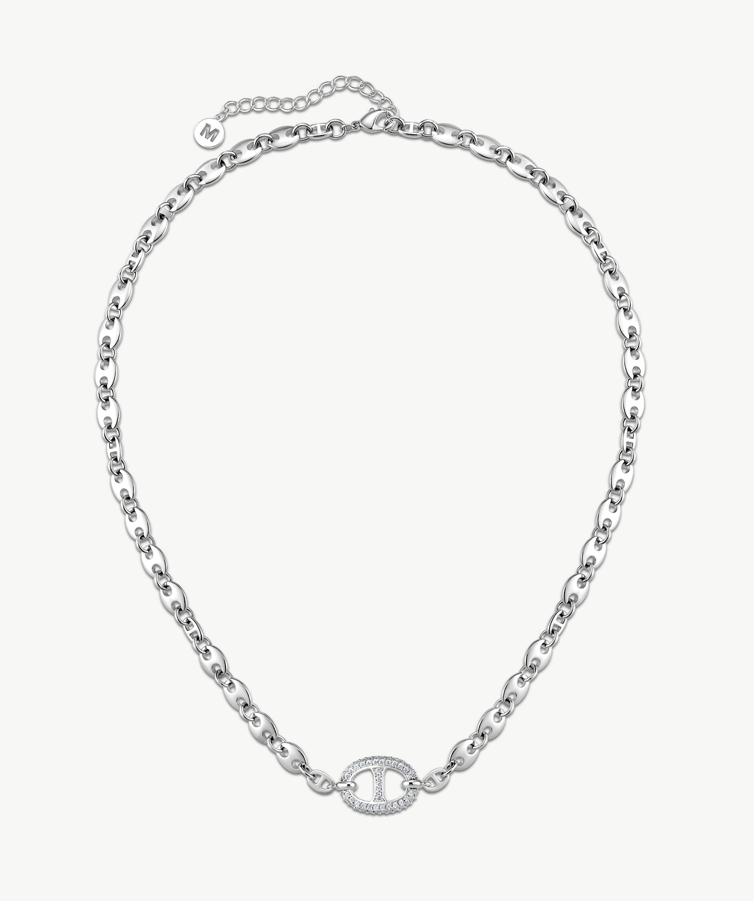 Pavé Mariner Chain Necklace in Silver | Classic Collection – MaiaMina
