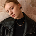 Gold Mariner Chain Necklace with Pavé Link – 18ct Gold Plated Jewelry | MaiaMina