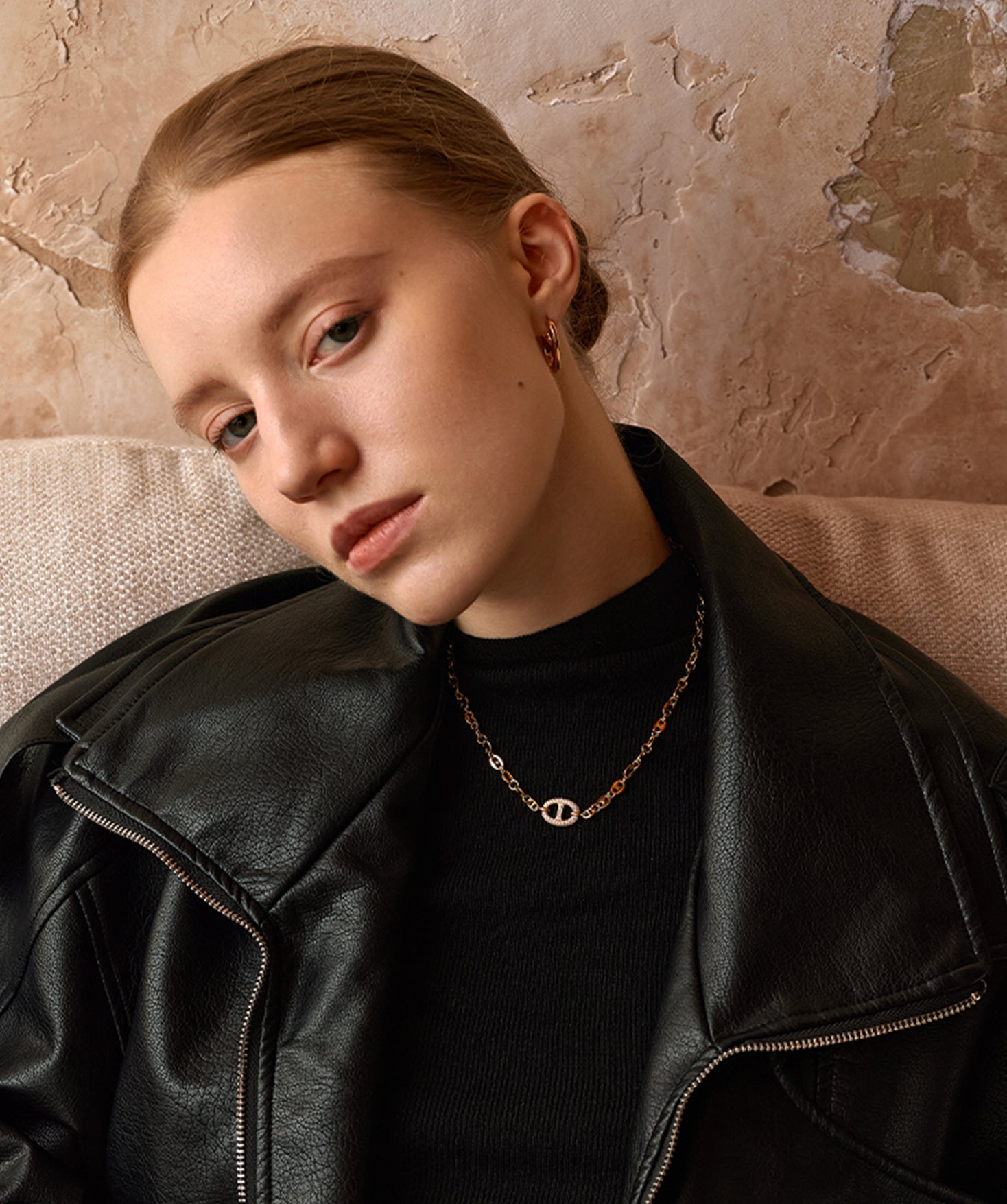 Gold Mariner Chain Necklace with Pavé Link – 18ct Gold Plated Jewelry | MaiaMina