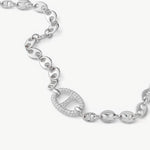 Pavé Mariner Chain Necklace in Silver | Classic Collection – MaiaMina