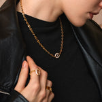 Gold Mariner Chain Necklace with Pavé Link – 18ct Gold Plated Jewelry | MaiaMina