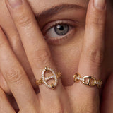 18K Gold Plated Pave Mariner Chain Adjustable Ring – Symbol of Strength & Courage | MaiaMina