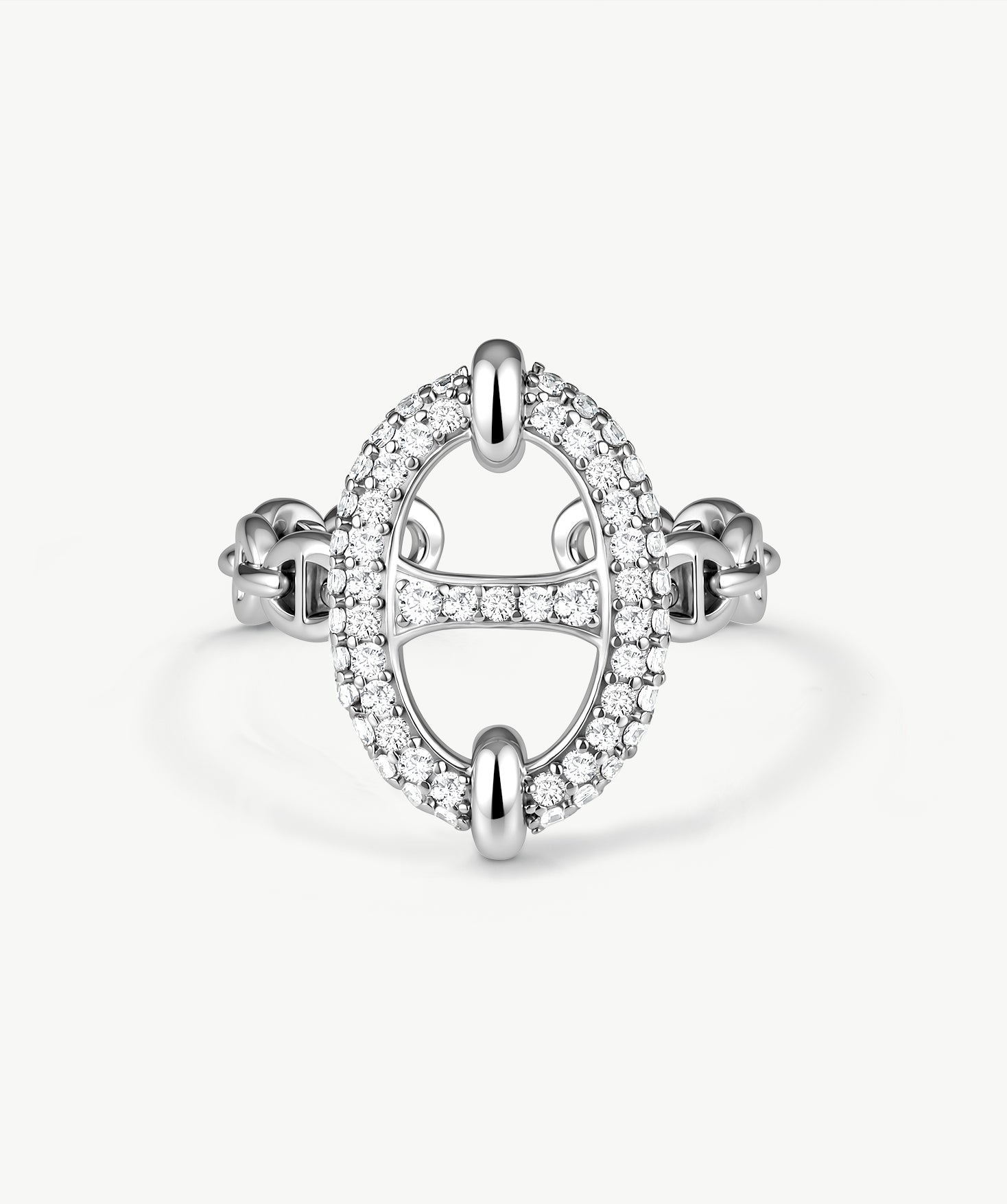 925 Sterling Silver Pave Mariner Chain Adjustable Ring – Symbol of Strength & Courage | MaiaMina