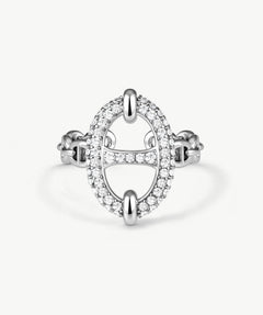 925 Sterling Silver Pave Mariner Chain Adjustable Ring – Symbol of Strength & Courage | MaiaMina