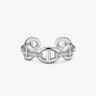 MaiaMina Open Ring Mariner Link CZ Ring Rhodium Plated Sterling Silver Adjustable Vero Collection