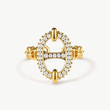 18K Gold Plated Pave Mariner Chain Adjustable Ring – Symbol of Strength & Courage | MaiaMina