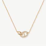 18K Gold Plated Pave Mariner Interlocking Pendant Necklace – Elegant Geometric Jewelry | MaiaMina