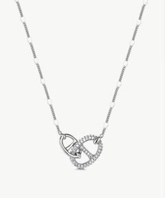 925 Sterling Silver Pave Mariner Interlocking Pendant Necklace – Elegant Geometric Jewelry | MaiaMina