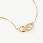 18K Gold Plated Pave Mariner Interlocking Pendant Necklace – Elegant Geometric Jewelry | MaiaMina