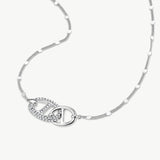 925 Sterling Silver Pave Mariner Interlocking Pendant Necklace – Elegant Geometric Jewelry | MaiaMina