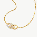 18K Gold Plated Pave Mariner Interlocking Pendant Necklace – Elegant Geometric Jewelry | MaiaMina