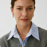 925 Sterling Silver Pave Mariner Interlocking Pendant Necklace – Elegant Geometric Jewelry | MaiaMina