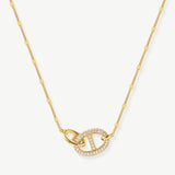 18K Gold Plated Pave Mariner Interlocking Pendant Necklace – Elegant Geometric Jewelry | MaiaMina