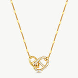 18K Gold Plated Pave Mariner Interlocking Pendant Necklace – Elegant Geometric Jewelry | MaiaMina