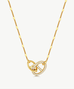 18K Gold Plated Pave Mariner Interlocking Pendant Necklace – Elegant Geometric Jewelry | MaiaMina
