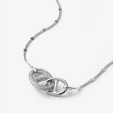 925 Sterling Silver Pave Mariner Interlocking Pendant Necklace – Elegant Geometric Jewelry | MaiaMina