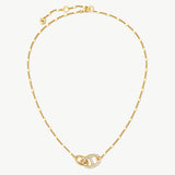 18K Gold Plated Pave Mariner Interlocking Pendant Necklace – Elegant Geometric Jewelry | MaiaMina