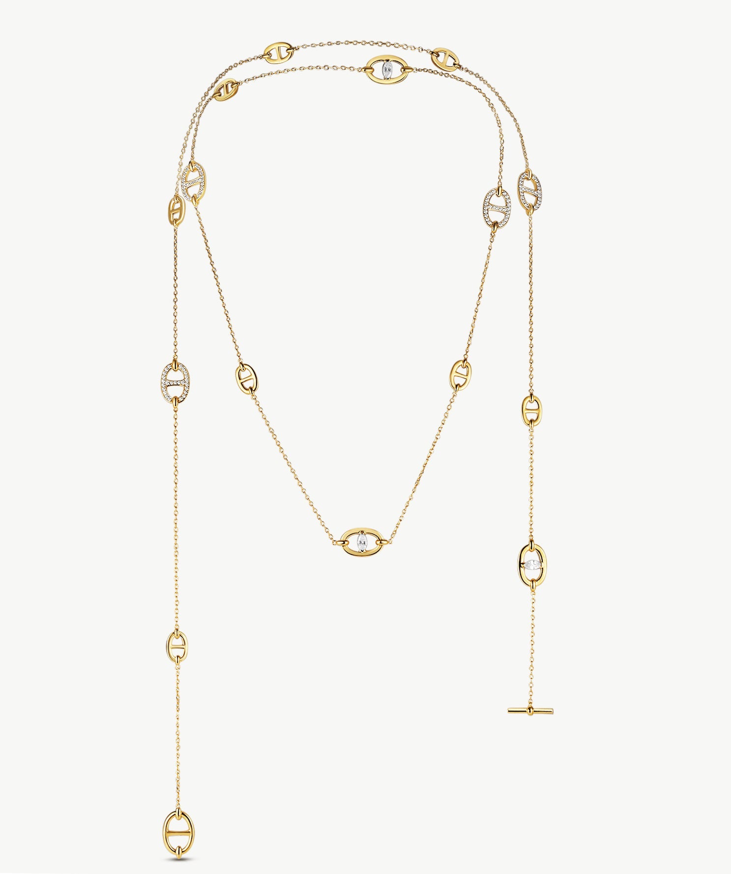 18K Gold Plated Mariner Chain Layered Necklace – 120cm Long | MaiaMina
