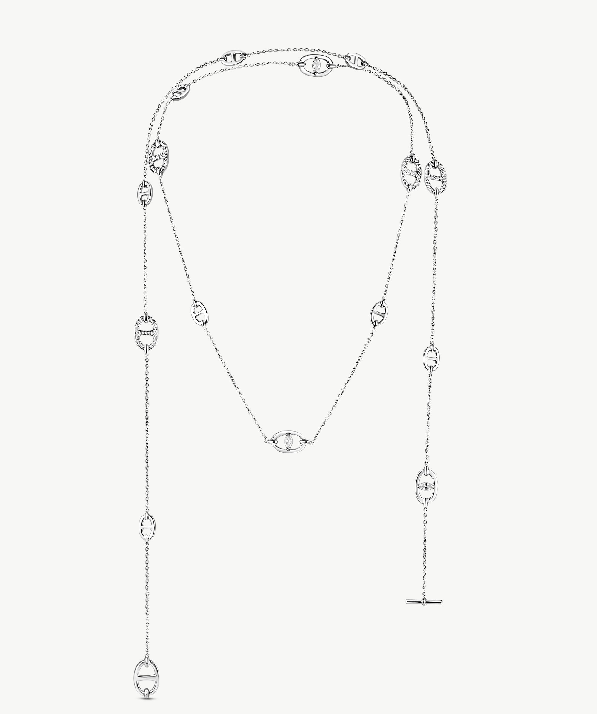 Sterling Silver Mariner Chain Layered Necklace – 120cm Long | MaiaMina