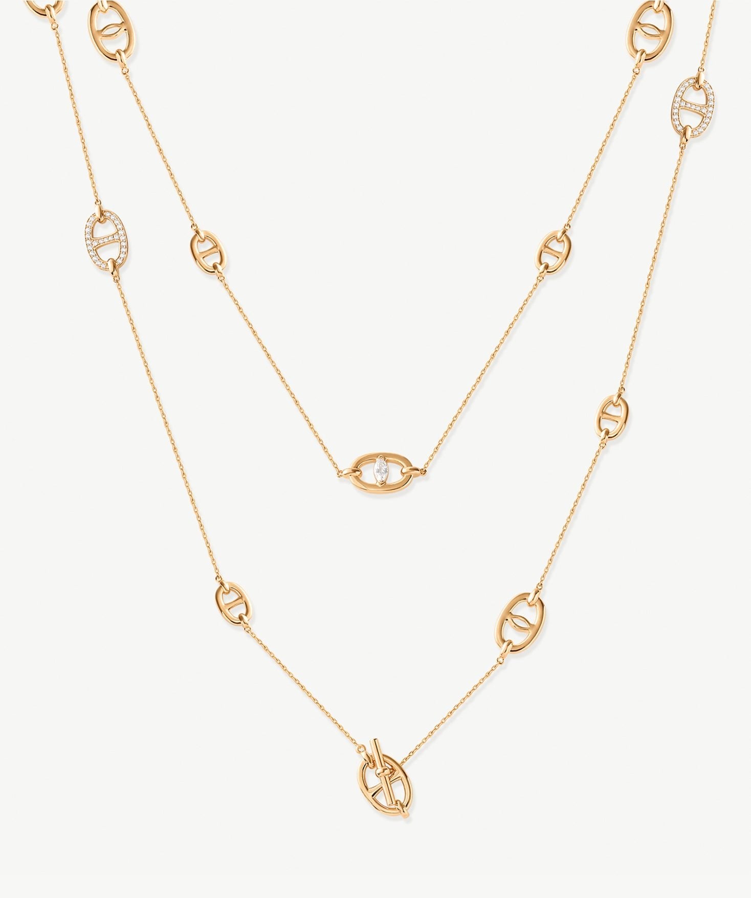 18K Gold Plated Mariner Chain Layered Necklace – 120cm Long | MaiaMina