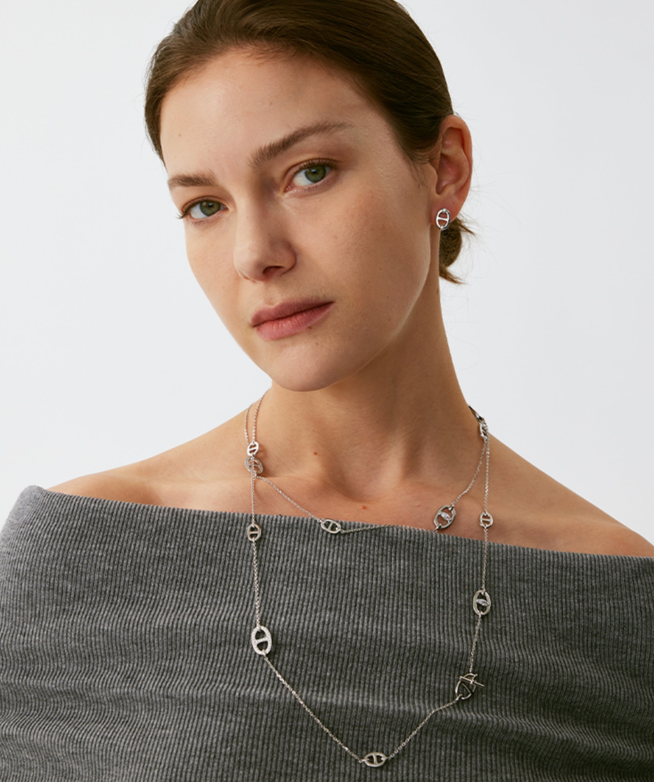 Silver Plated Mariner Chain Layered Necklace – 120cm Long | MaiaMina
