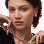 18K Gold Plated Pearl Necklace with Pave Mariner T-Bar - Elegant Everyday Jewelry | MaiaMina