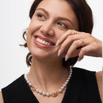 18K Gold Plated Pearl Necklace with Pave Mariner T-Bar - Elegant Everyday Jewelry | MaiaMina