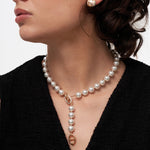 18K Gold Plated Pearl Necklace with Pave Mariner T-Bar - Elegant Everyday Jewelry | MaiaMina