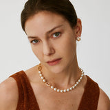 18K Gold Plated Pearl Necklace with Pave Mariner T-Bar - Elegant Everyday Jewelry | MaiaMina
