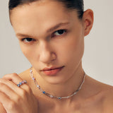 Gemstone Eternity Band Ring in Sterling Silver with Blue & Purple Gradient Stones – Wilda Collection | MaiaMina