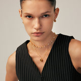 Gold Solitaire Pendant Necklace with Champagne Zircon | MaiaMina