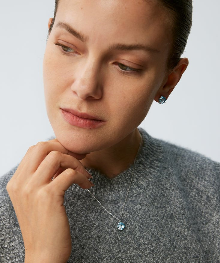 Wilda Sky Blue Topaz Petite Pendant Necklace in Sterling Silver – MaiaMina