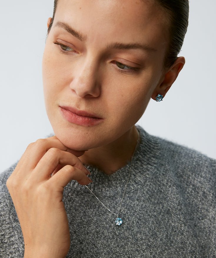 Wilda Sky Blue Topaz Petite Pendant Necklace in Sterling Silver – MaiaMina