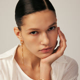 Gold Mismatched Drop Earrings with CZ Stones – Wilda by MaiaMina