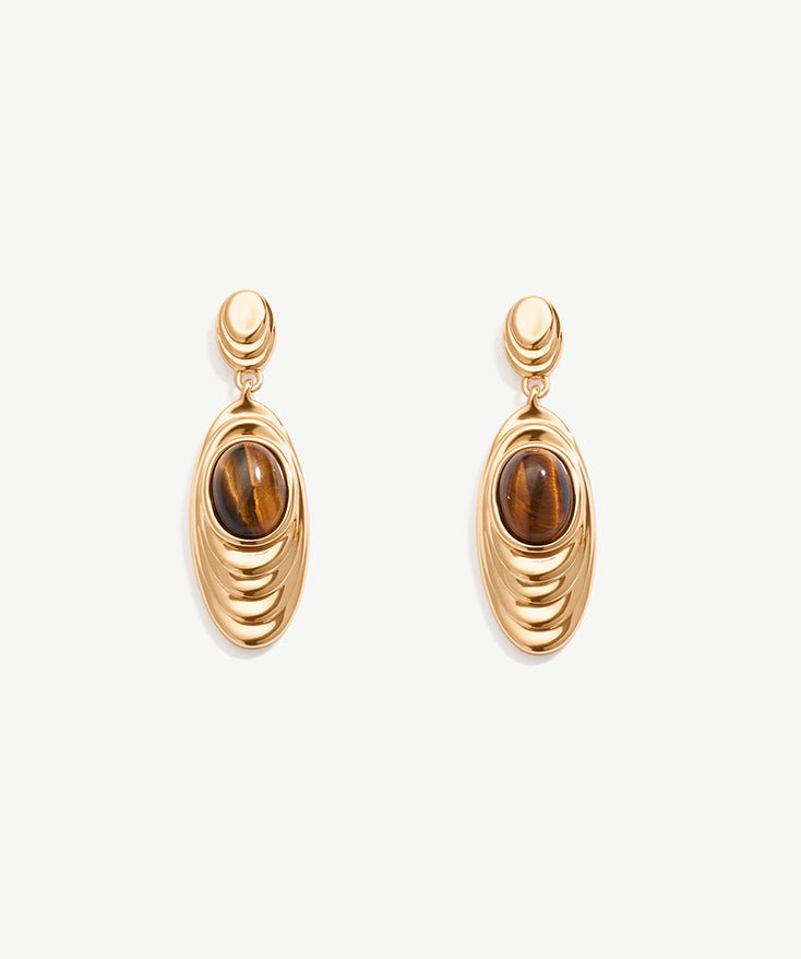 Tiger Eye Drop Earrings, Gemstone Earrings for Women with 18K Gold Plated Vermeil on Sterling Silver | MaiaMina