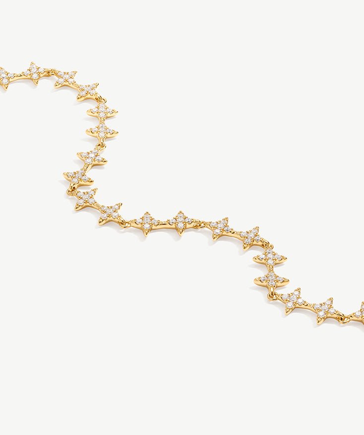 Dainty Pave Star Chain Bracelets for Women, 18k Gold Plated Sterling Silver Bracelet | MaiaMina