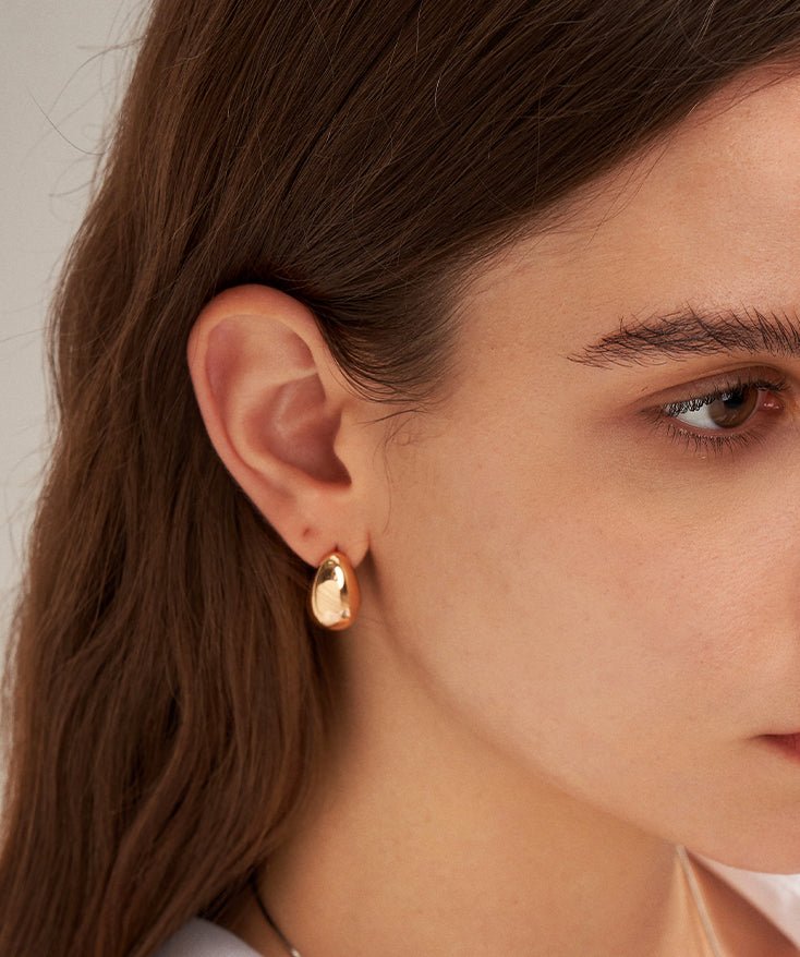 Dome Huggie Earrings, Small Hoop Earrings with 18K Gold Plated