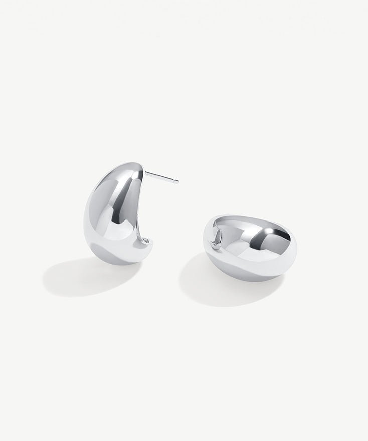 Dome Huggie Earrings, 925 Sterling Silver Small Hoop Earrings | MaiaMina