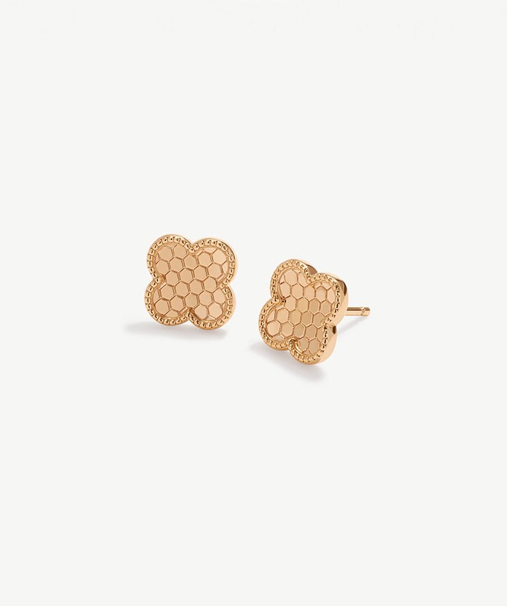 Four Leaf Clover Earrings for Women, 18K Gold Plated Sterling Silver Lucky 4 Leaf Ear Studs | MaiaMina
