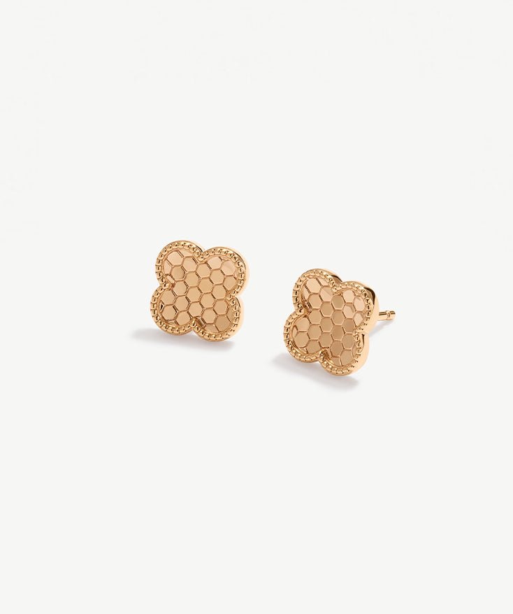Four Leaf Clover Earrings for Women, 18K Gold Plated Sterling Silver Lucky 4 Leaf Ear Studs | MaiaMina