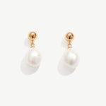 Pearl Drop Earrings For Women, 18K Gold Plated Dangle Earrings, Dainty Teardrop Baroque Freshwater Pearls | MaiaMina
