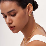 Chunky Gold Ridge  Stud Earrings with 18K Gold Plated Sterling, Thick Gold Hoop Earrings | MaiaMina