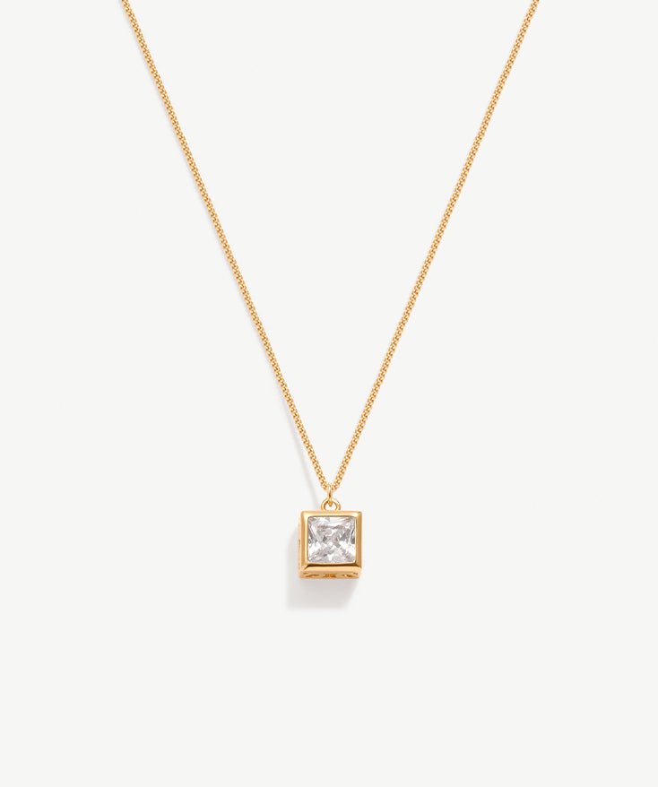 Cubic Zirconia Diamond Pendant Necklace with 18K Gold Plated Sterling Silver  | MaiaMina