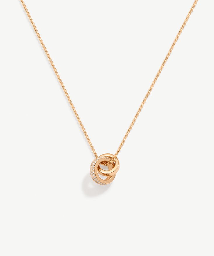 Interlocking Loop Pendant Necklace with Cubic Zirconia Pave, 18K Gold Plated Sterling Silver Necklace | MaiaMina